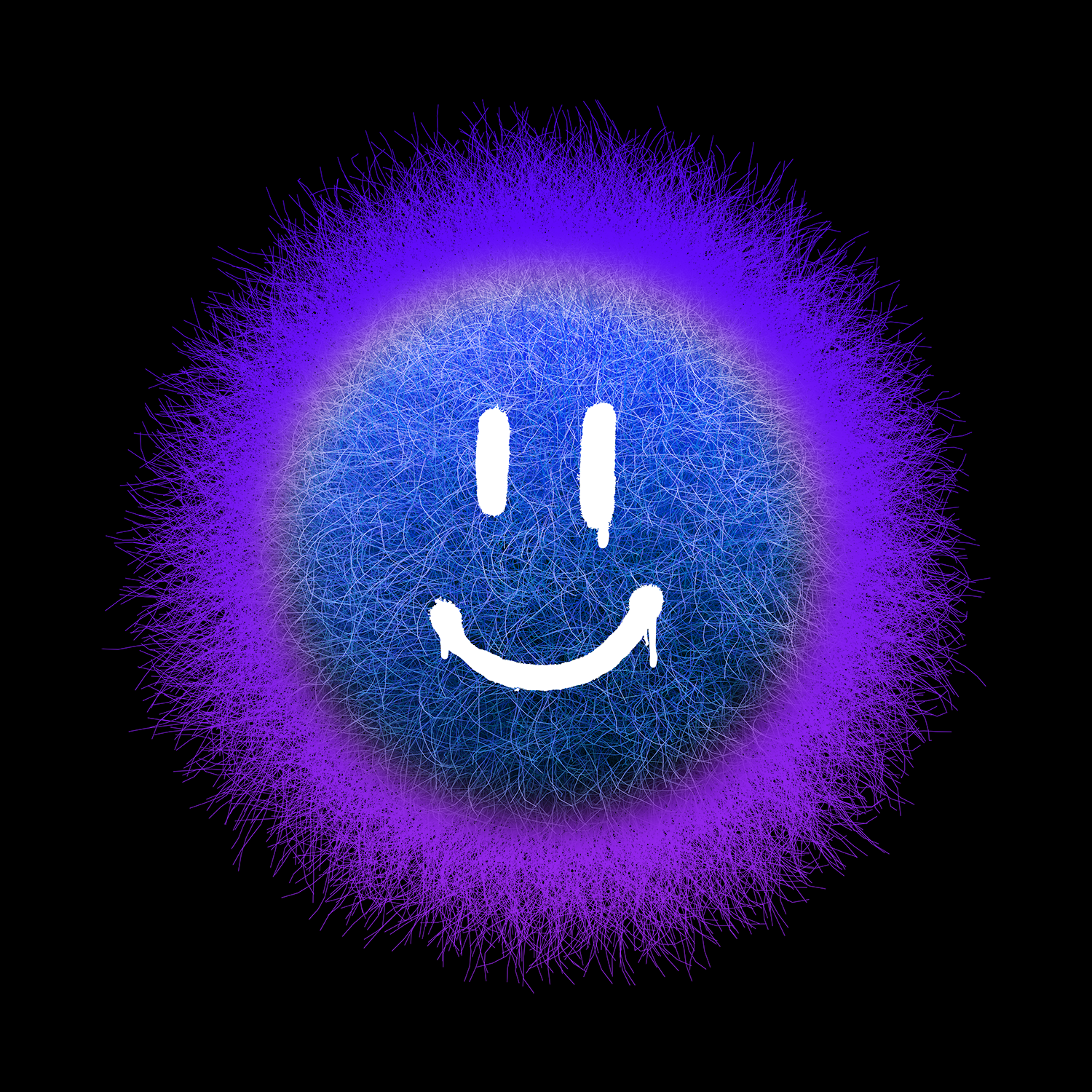 Fur Smiley Face - Blue