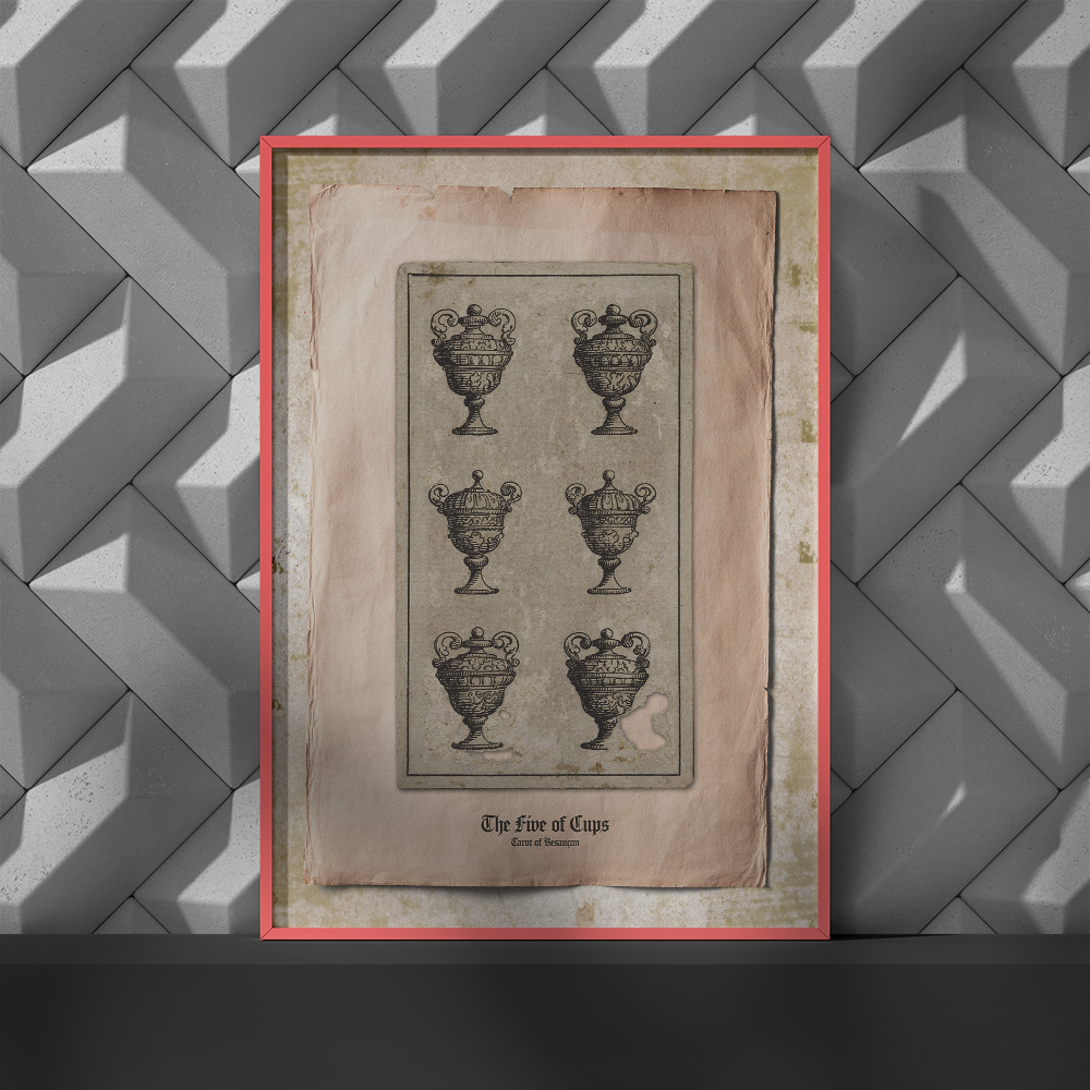 Le Cinq de Coupes / The Five of Cups, Tarot de Besançon.