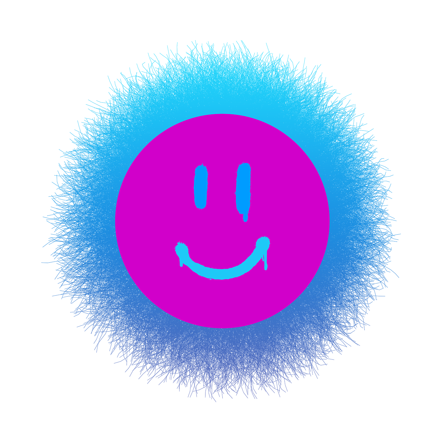 Fur Smiley Face - Pink/Aqua