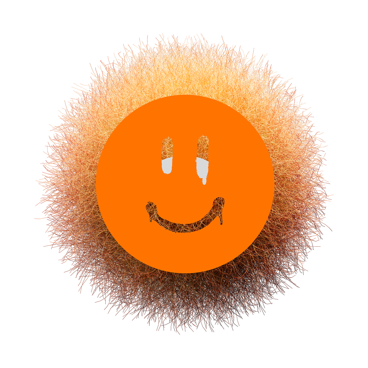Fur Smiley Face - Orange/Orange