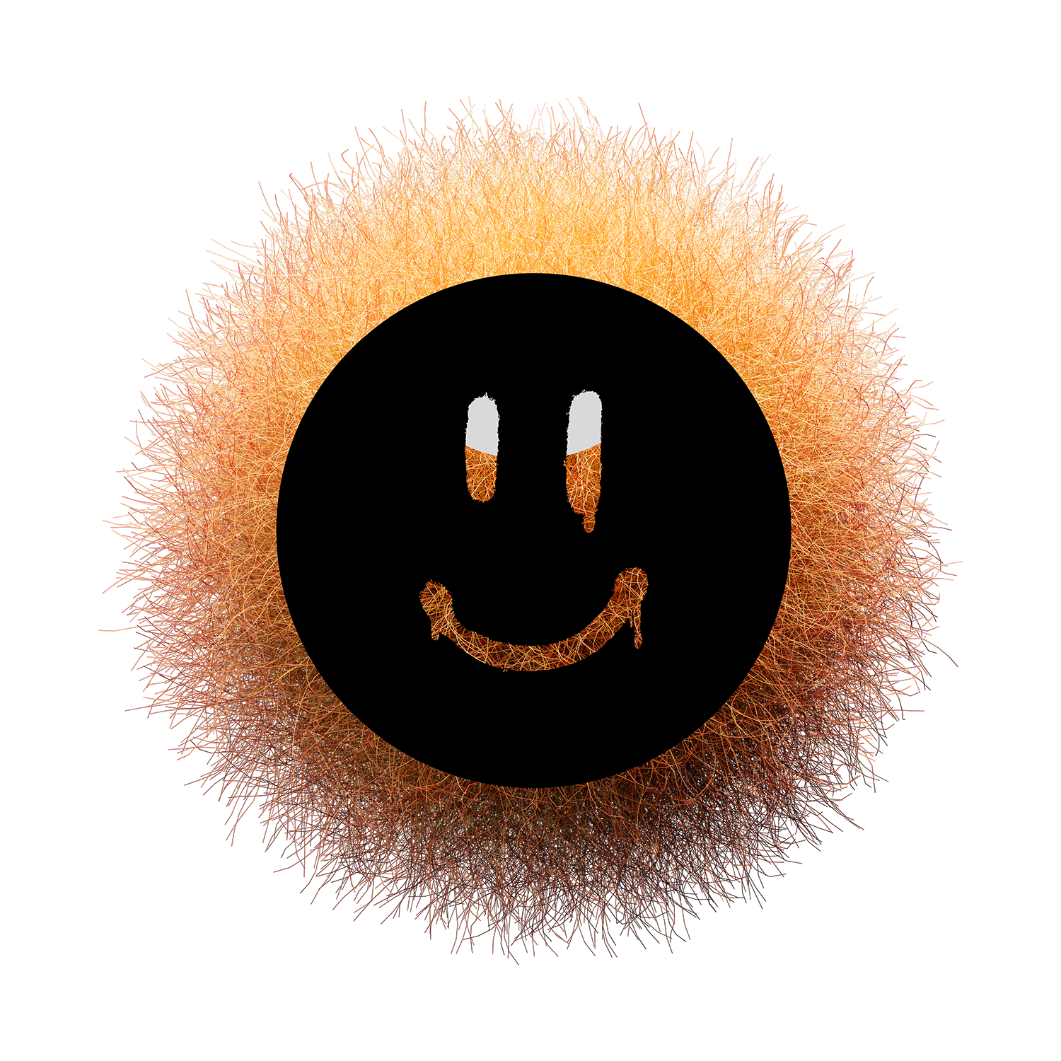 Fur Smiley Face - Orange/Black