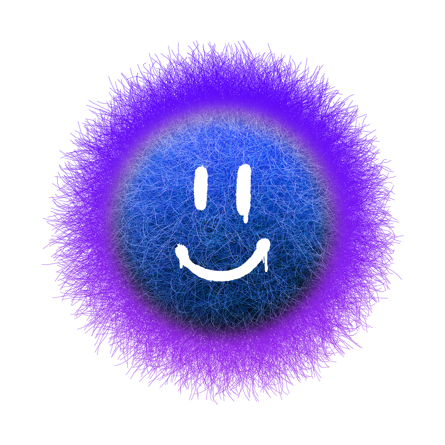 Fur Smiley Face - Blue
